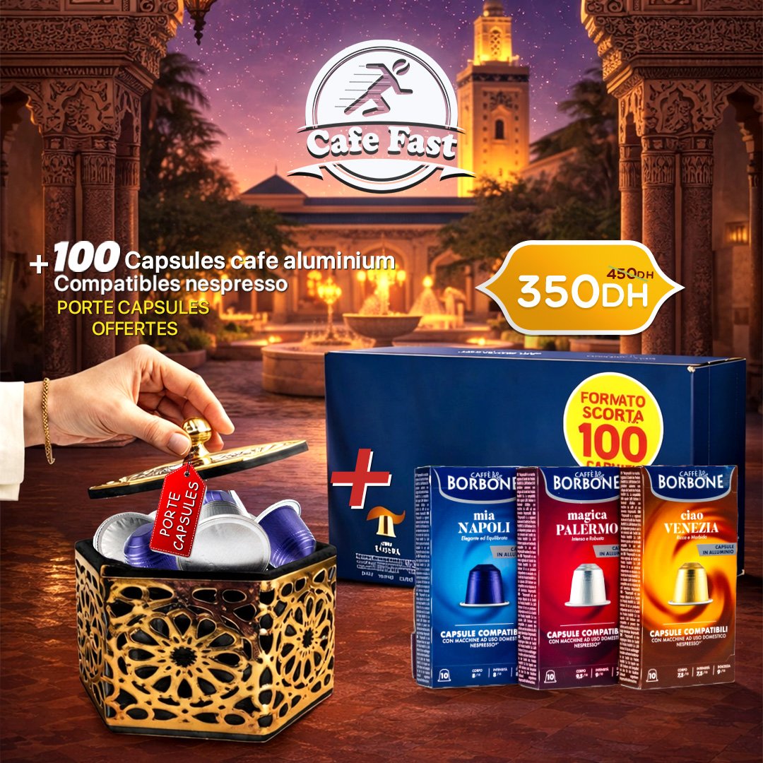 Pack Ramadan Café Fast – 100 Capsules Aluminium Compatibles Nespresso