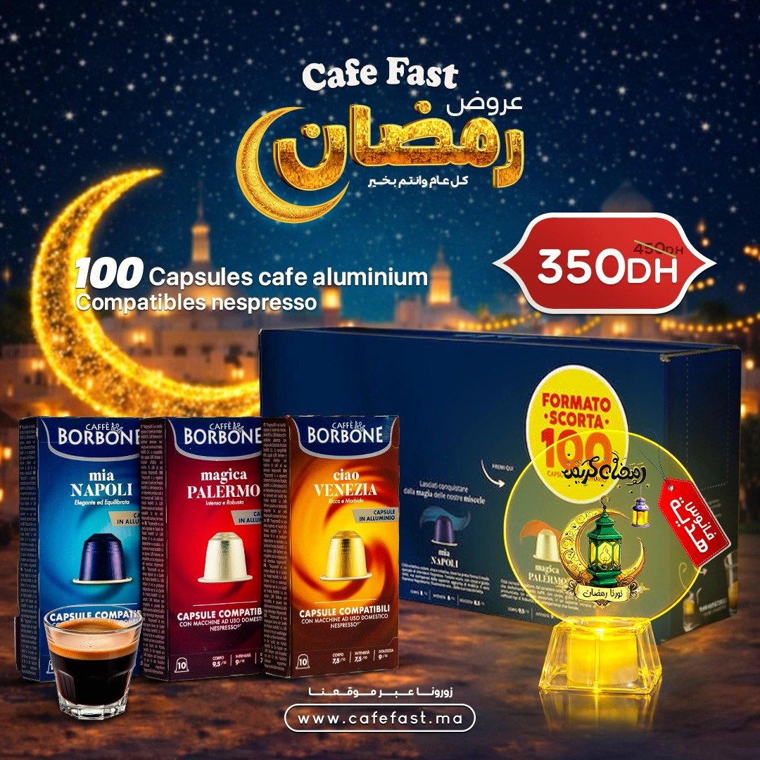 Pack Ramadan Café Fast – 100 Capsules Aluminium Compatibles Nespresso